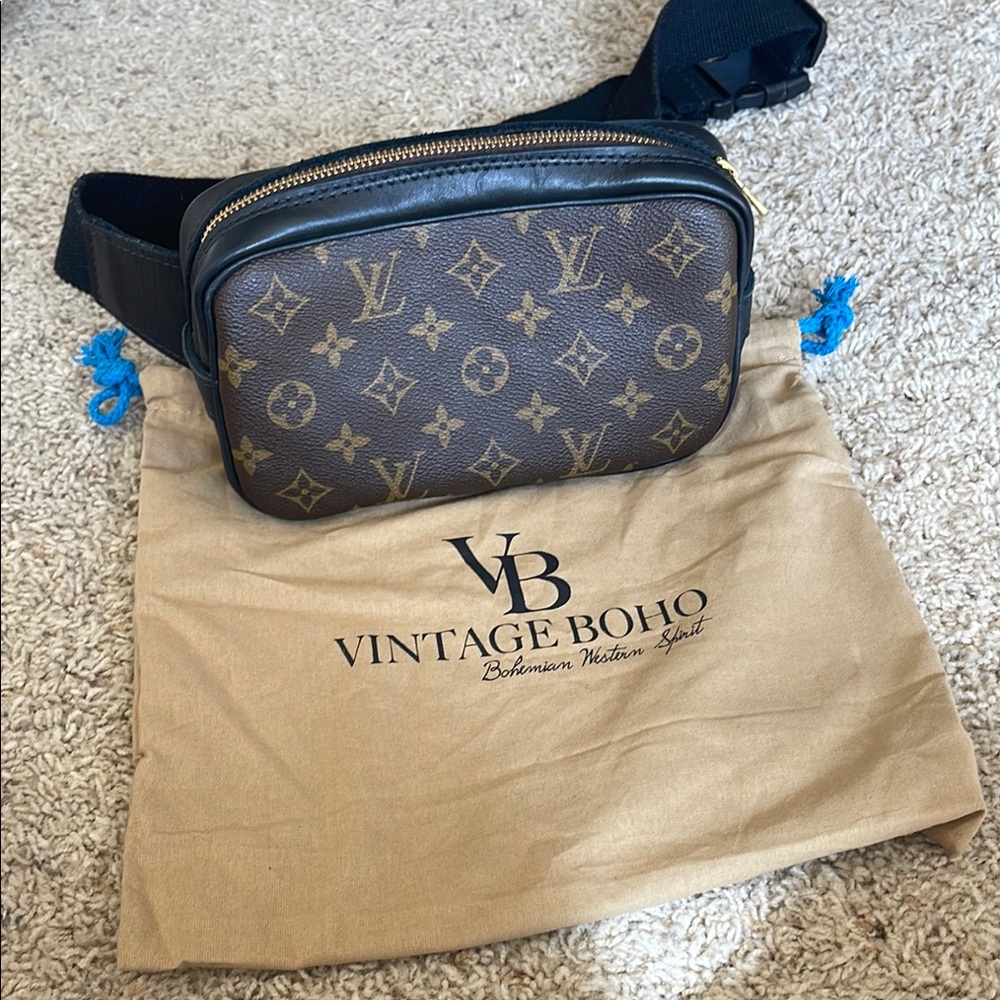 Vintage Boho…Louis Vuitton Brown Monogram Belt Bag with Adjustable Strap